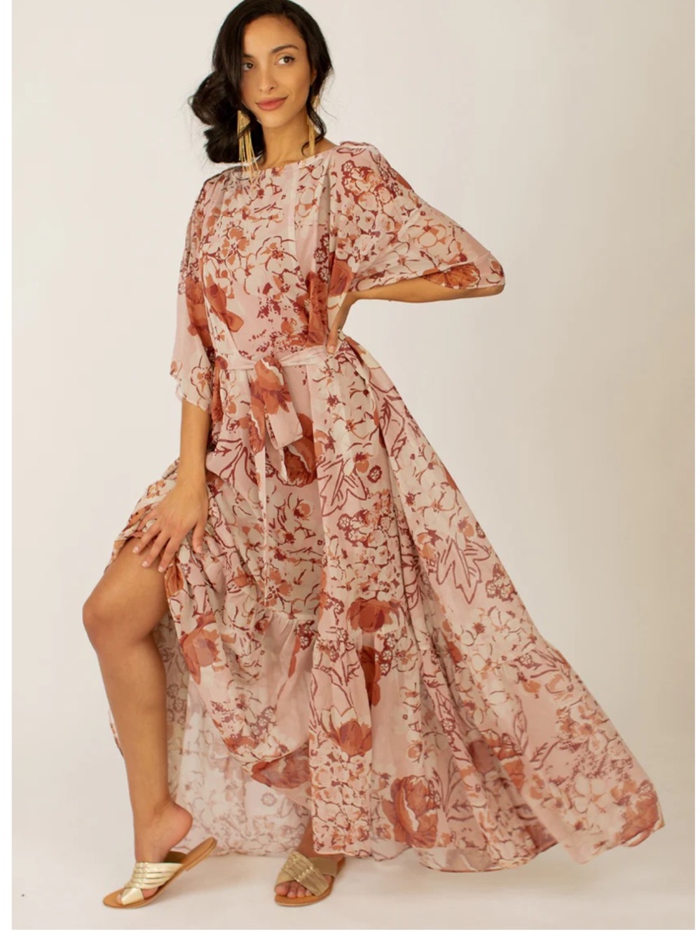 Nwt SEVERINE DRESS IN SHEER NUDE PINK FLORAL size Small